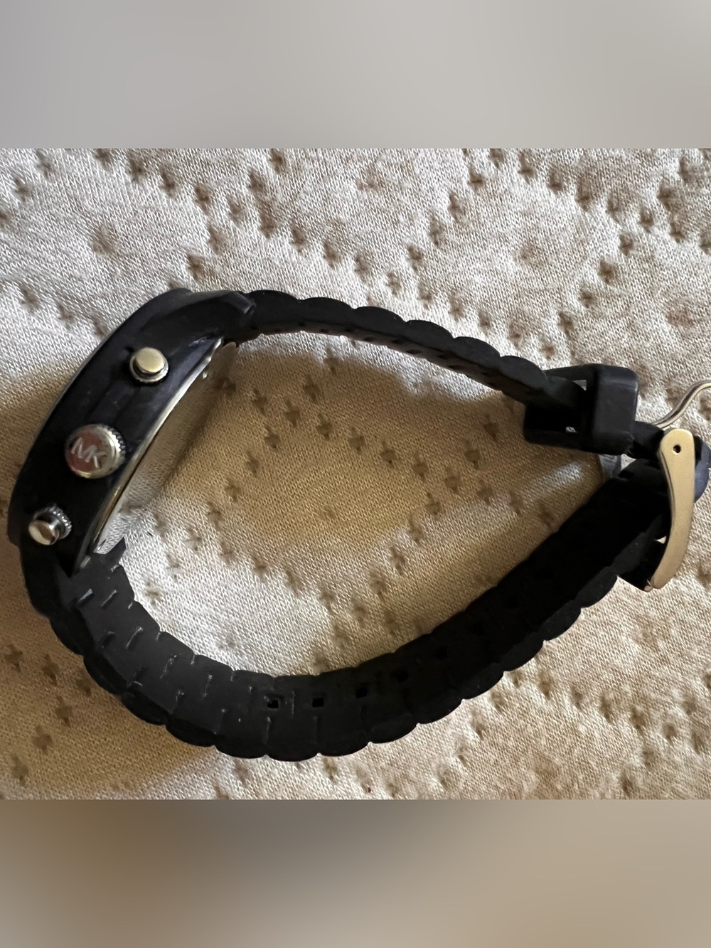 Michael Kors Black Silicone Link Chronograph Watch with Silver Accents - Picture 2 of 2